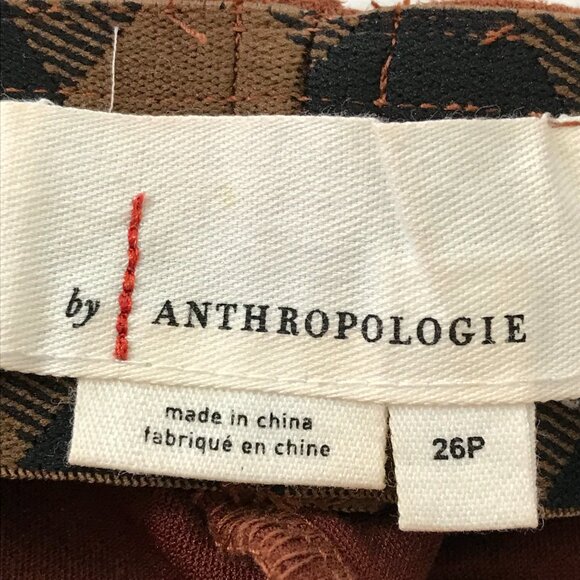 Anthropologie Slim Straight Velvet Pants Women 26P Brown Ankle Zip Hippie Preppy - Picture 3 of 9